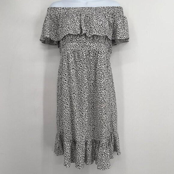 RIPE Celest Off The Shoulder Maternity Dress Animal Print Women's S - Picture 2 of 10